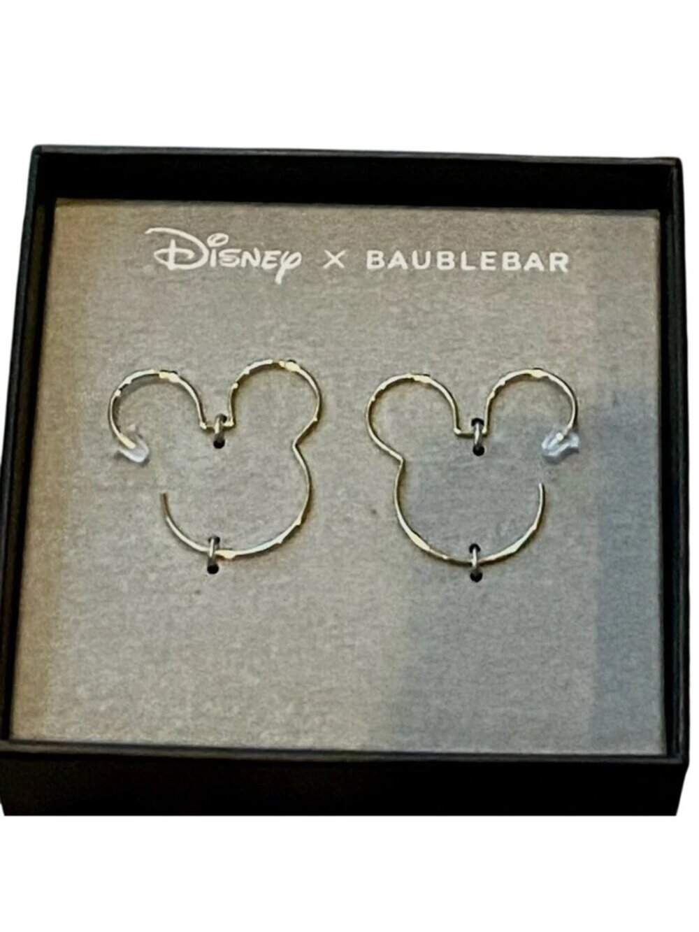 New Disney x BaubleBar Gold Mickey Mouse Outline Hoop Earrings New in Box - Picture 1 of 2